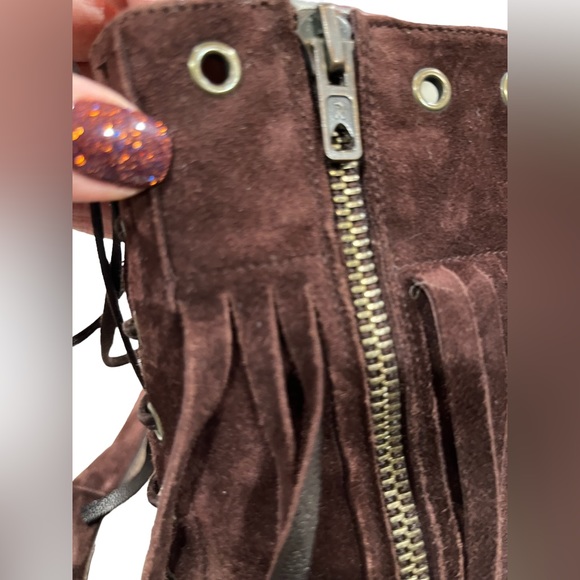 BEBE Suede Heeled Fringe Boots, size 7.5 - Picture 6 of 16